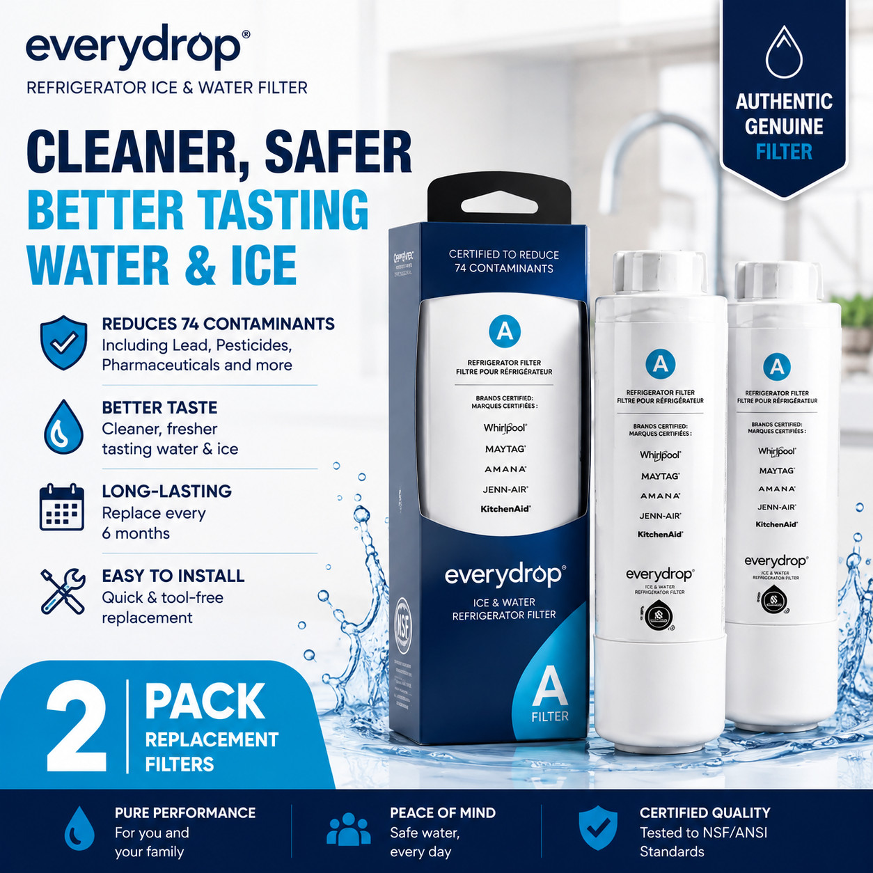 NEW 1-8 PACK EDRARXD1 Ice and Water Refrigerator Filter Replacement free SHIP