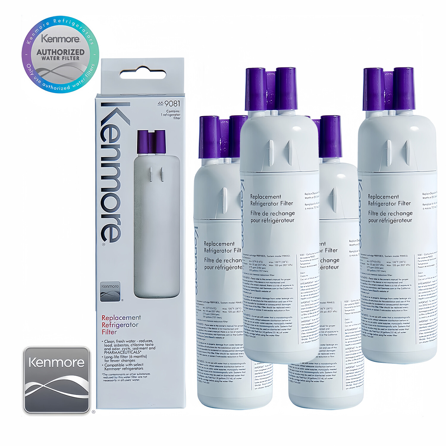 4-Pack Kenmore 9081 469081 46-9930 Refrigerator Fresh Ice Water Filter Sealed