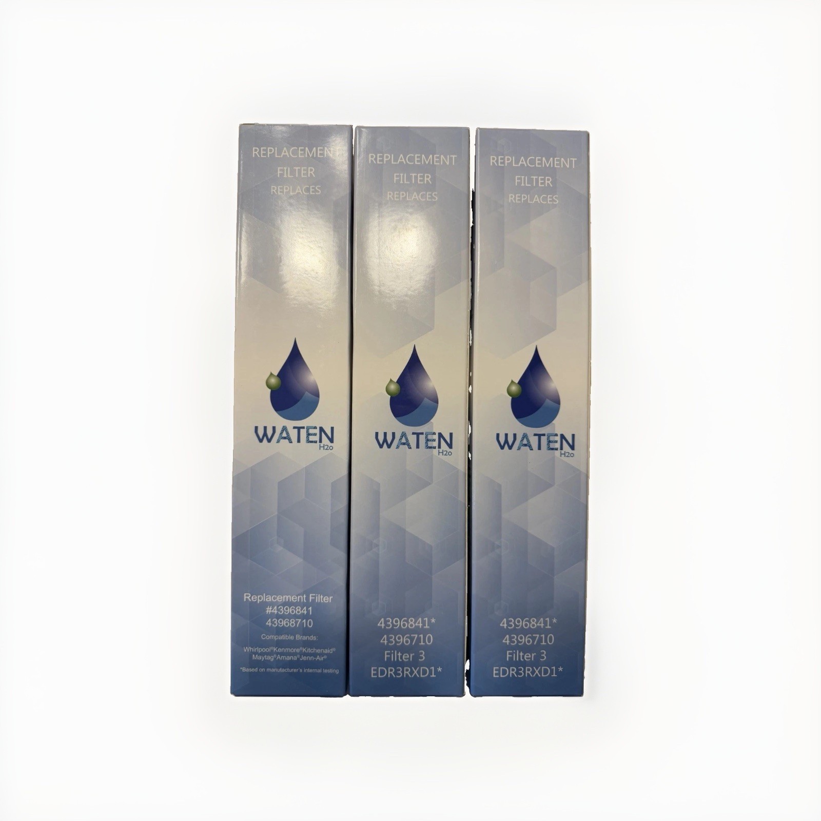 Lot of 3 WATEN H20 Water Replacement Filters 4396841* 4396710, EDR3RXD1*bin 0