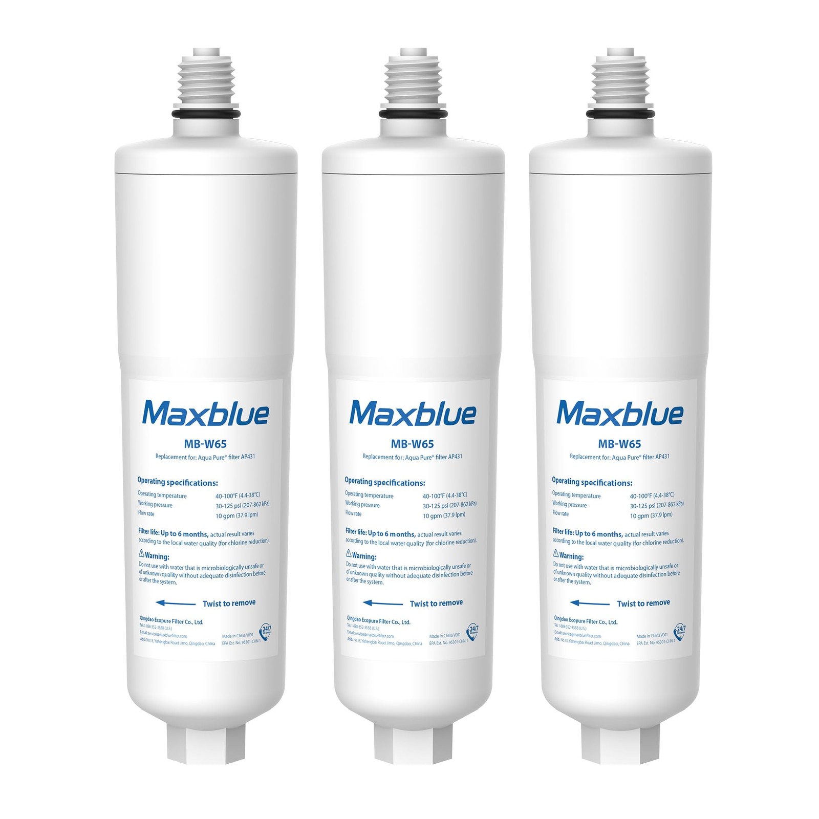 Maxblue Scale Inhibitor Water Filter Replacement for Aqua-Pure® System AP431,…