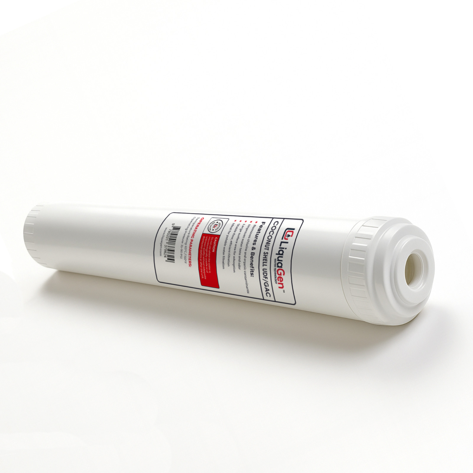 LiquaGen 2.5” x 20” GAC/UDF Filter Cartridge – Chlorine, Taste & Odor Reduction