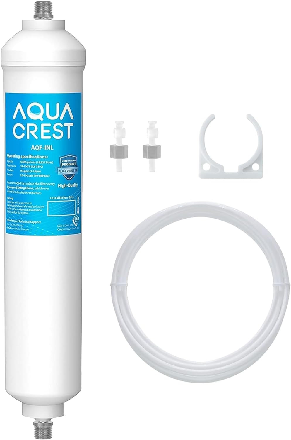 AQUA CREST 5 Years Capacity -Inline Water Filter for Refrigerator with 1/4-Inch