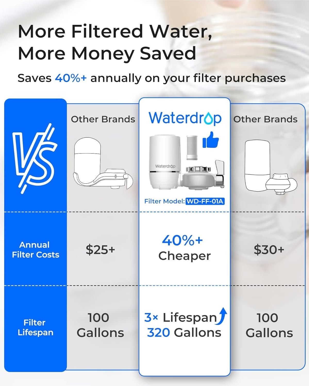 Water Filter for Kitchen Sink NSF Certified Reduces Chlorine Lead Free Material