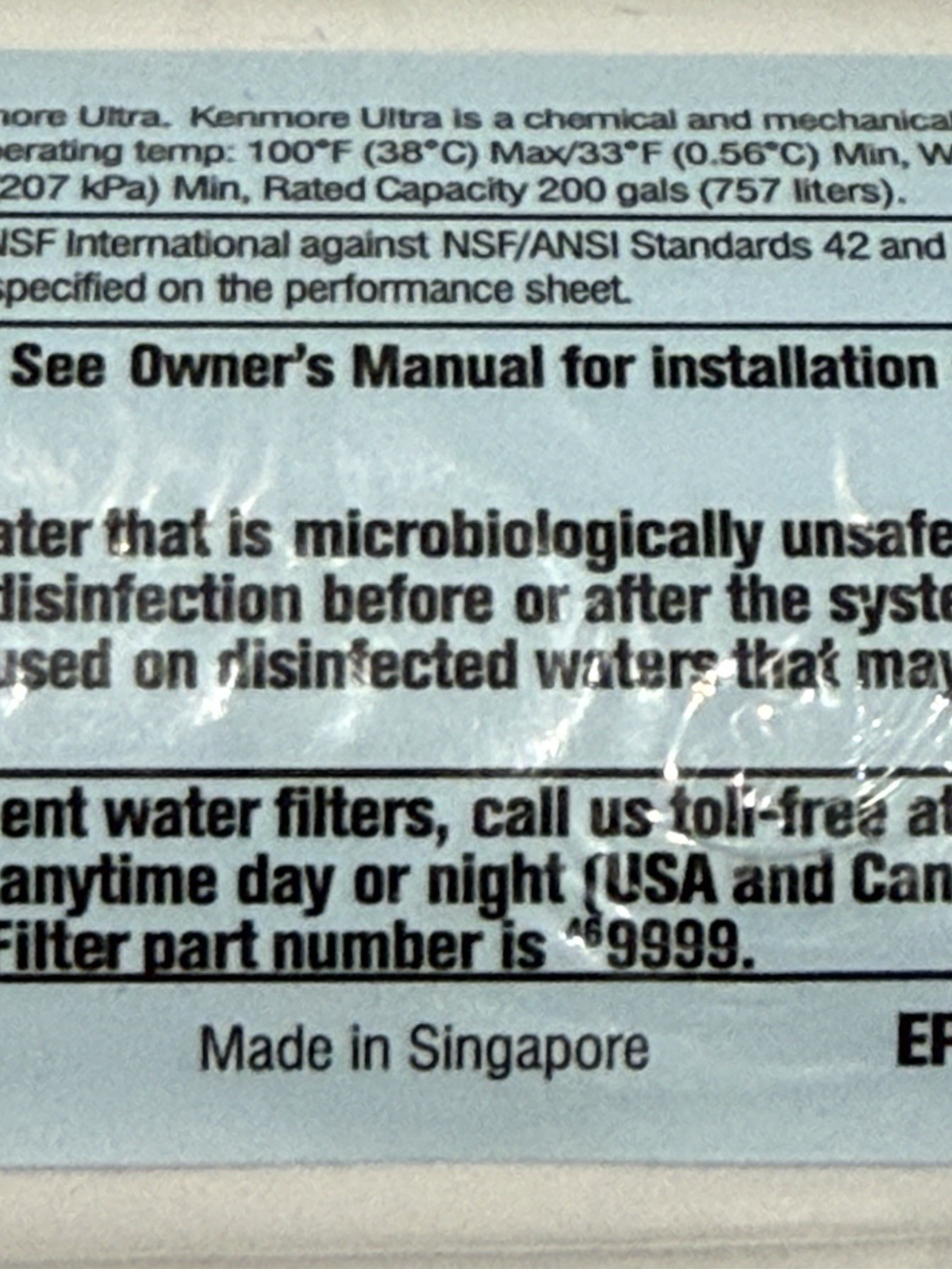 Genuine Sears Kenmore Water Filter 46-9999