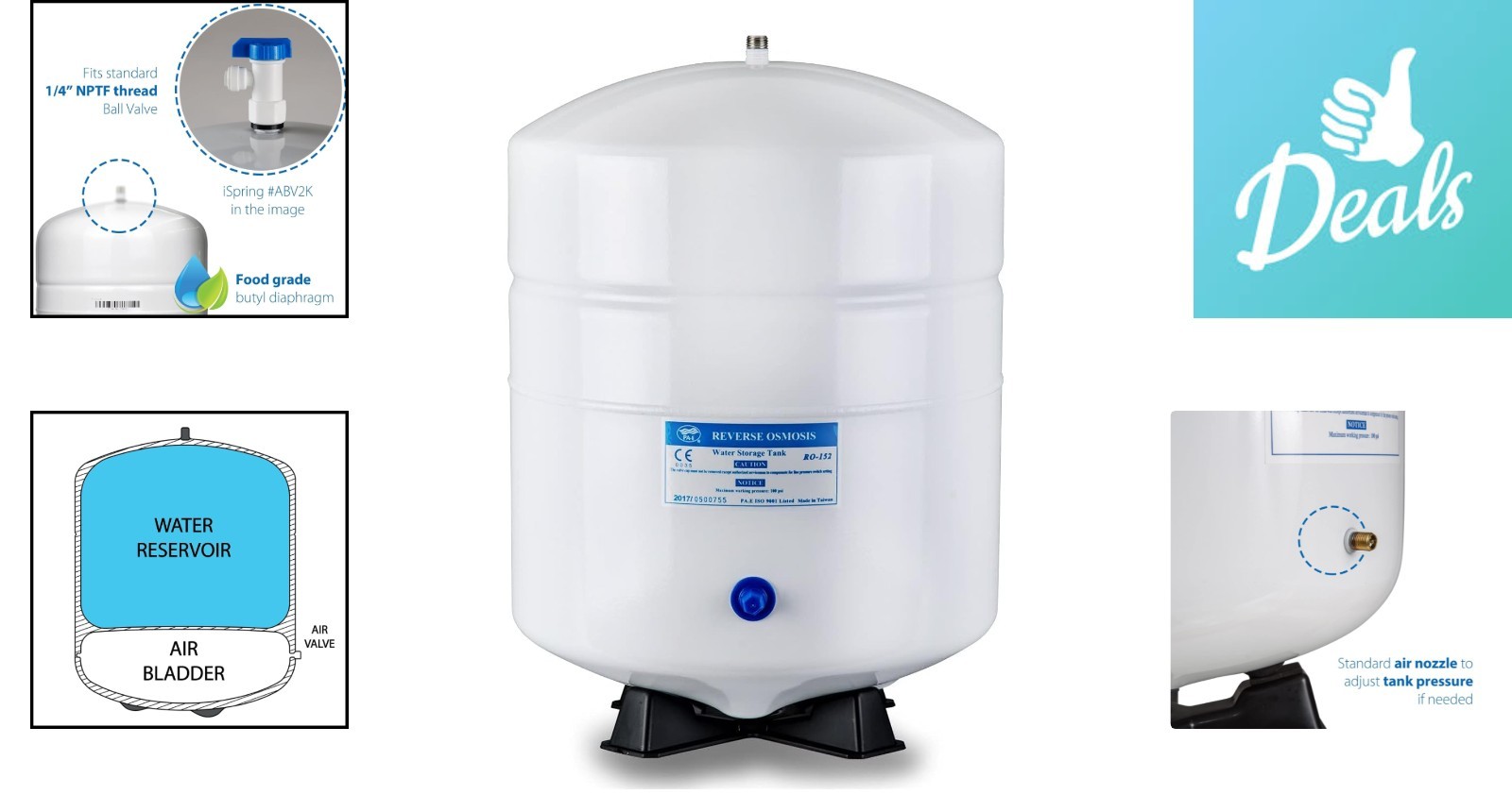 White 5.5 Gallon Pre-Pressurized Water Storage Tank – Ideal for Home RO Systems