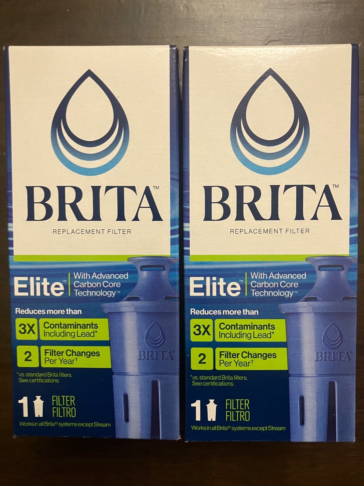 BRITA Elite Replacement Filters 2 Filters (BRAND NEW FACTORY SEALED IN BOX)