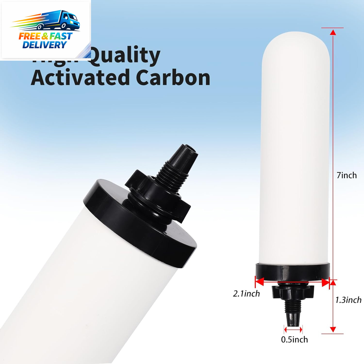 2 Pack 7» Ceramic Water Filter Candle,7 Inch Water Filter Replacement Filters w