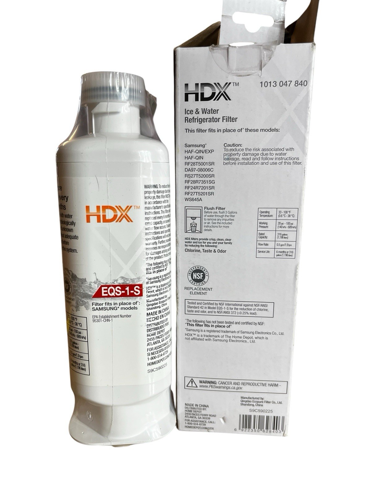 HDX EQS-1-S Standard Refrigerator Water Filter For Samsung HAF-QIN