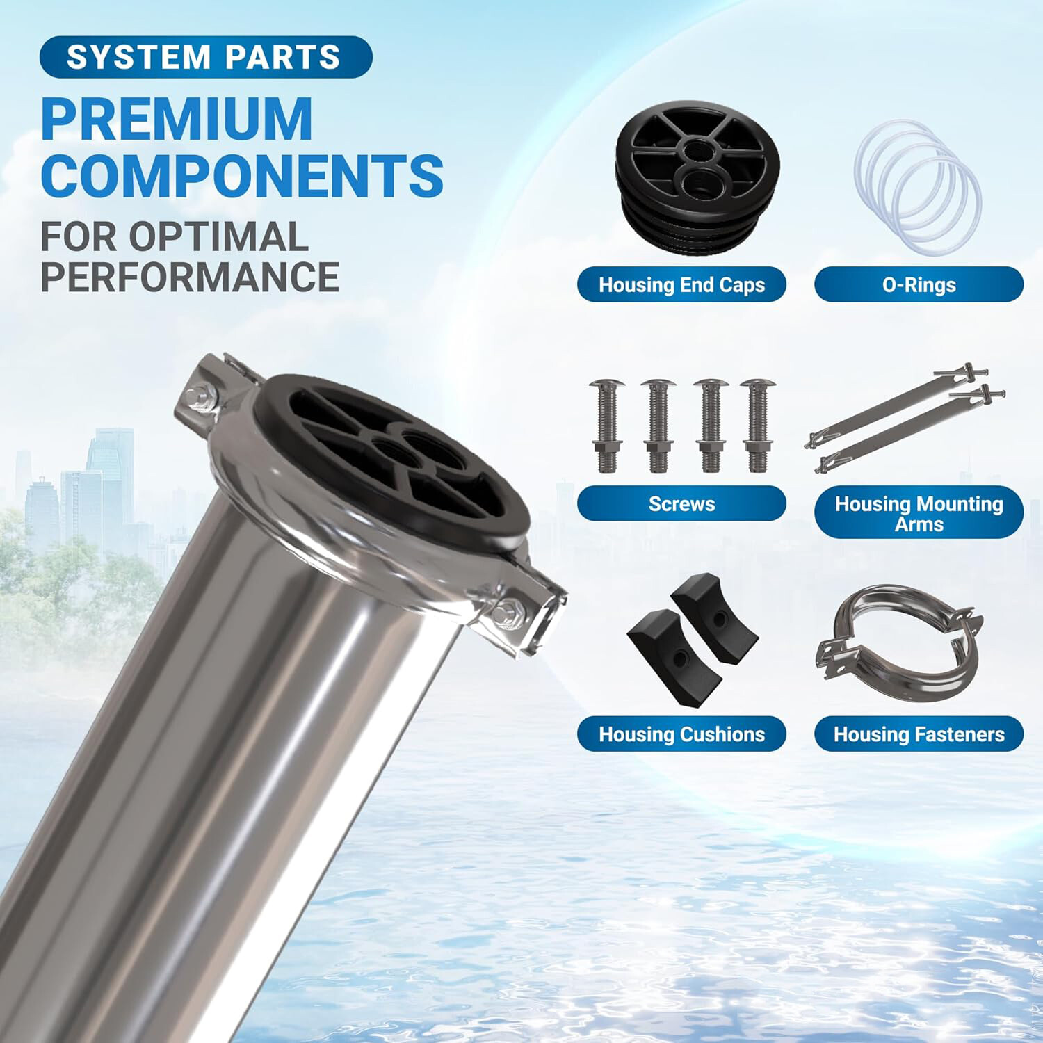 Reverse Osmosis 304 Stainless Steel Pressure Vessel 4″x40″ Membrane Housing