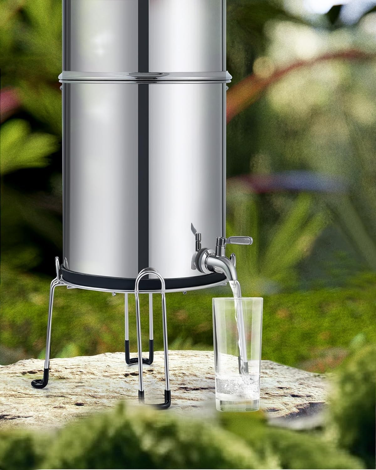 Stainless Steel Gravity Water Filter System with 2 Carbon Filters, 2.25 Gal