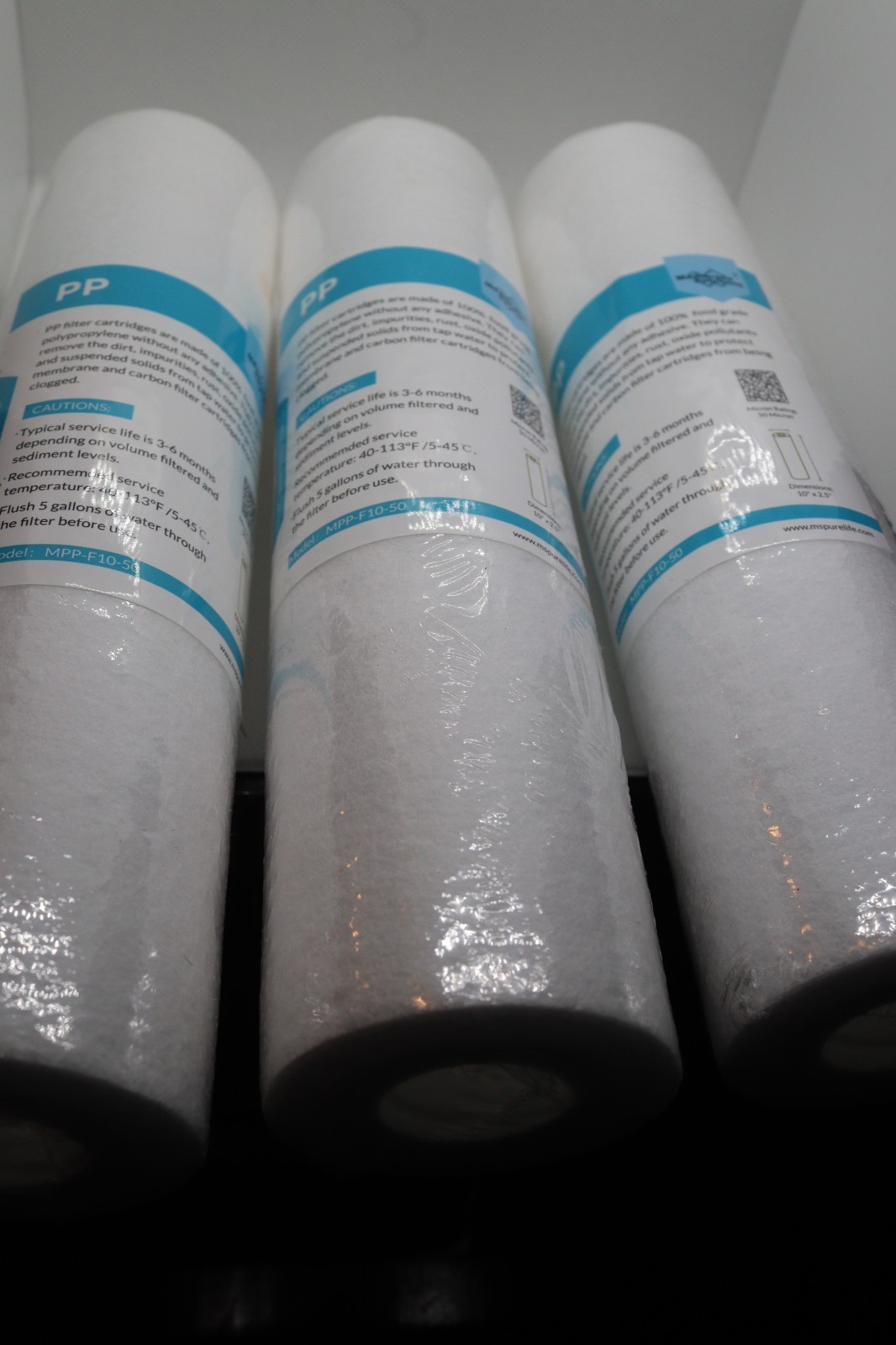Membrane Solutions 10″ X 2.5″ PP filter cartridges, Qty of 3, MPP-F10-50