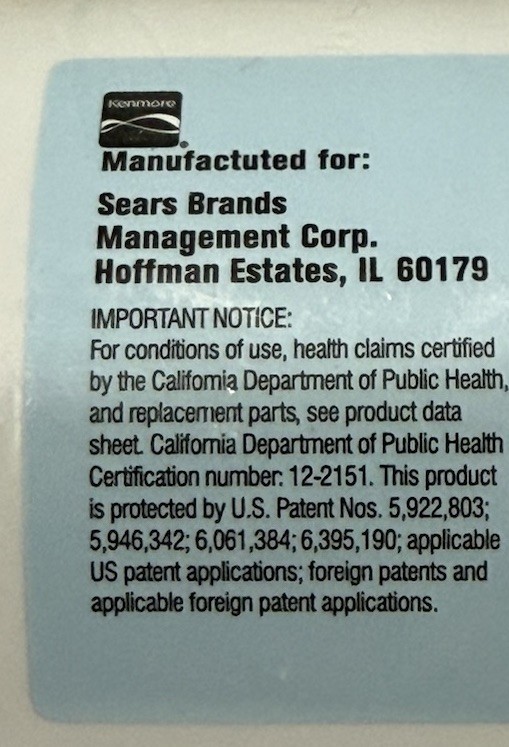 Genuine Sears Kenmore Water Filter 46-9999