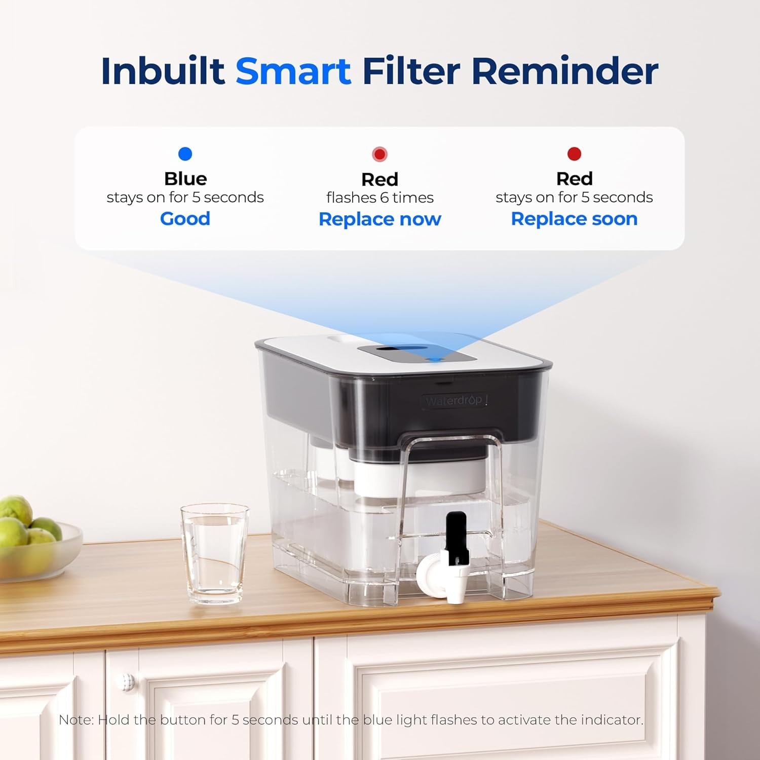Innovative 40-Cup Water Purifier with 2 Built-In Filters – 400 Gallon Lifespan