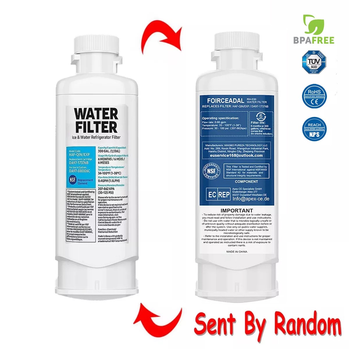 4pcs DA97-17376B DA97-08006C REFRIGERATOR Water Filter for SamSung HAF-QIN/EXP
