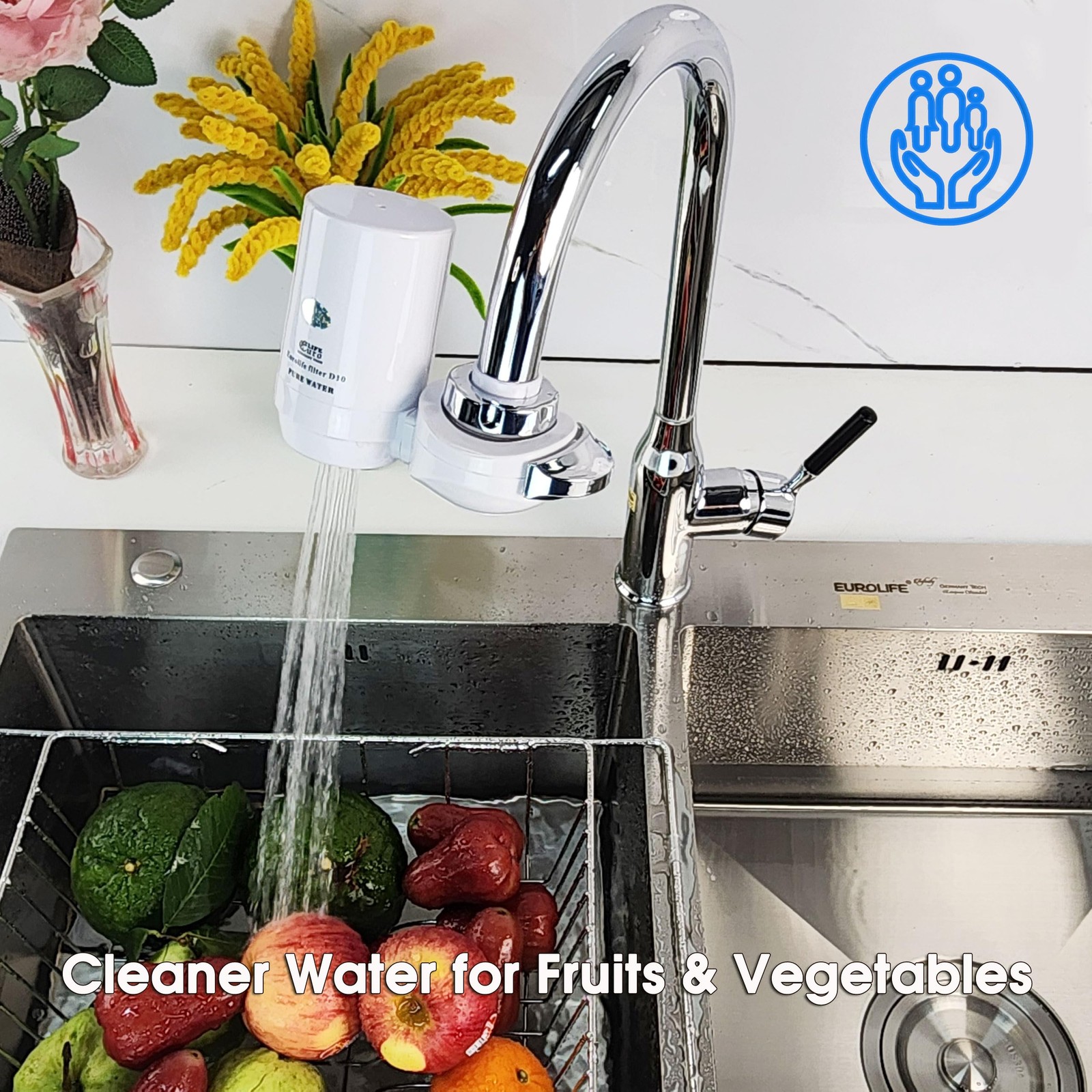 Faucet Mount Water Filtration System, BPA-Free Faucet Water Purifier for Sink…