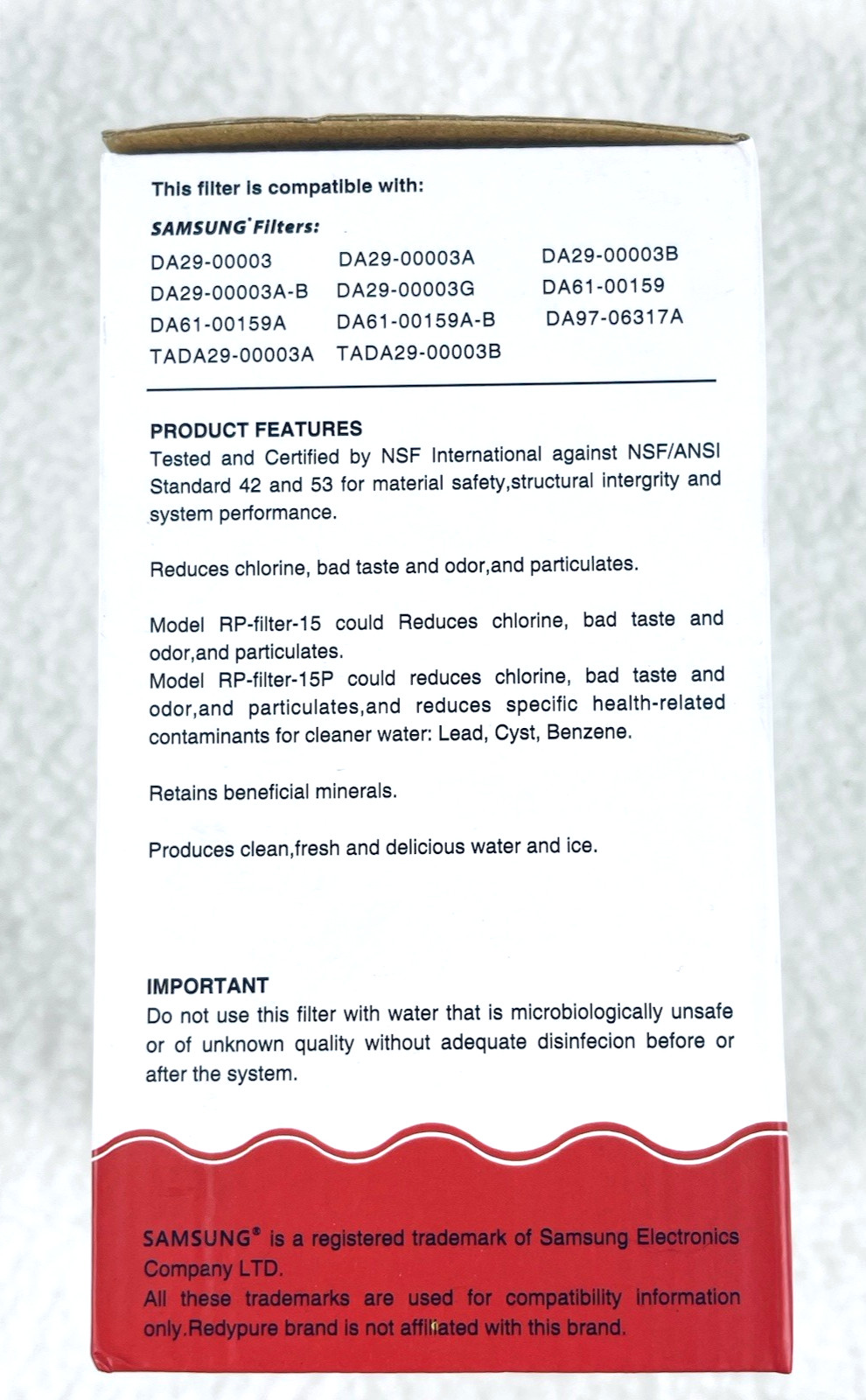 REDYPURE Samsung Refrigerator RP-Filter-15/15P Water Filter Refrigerator Filter