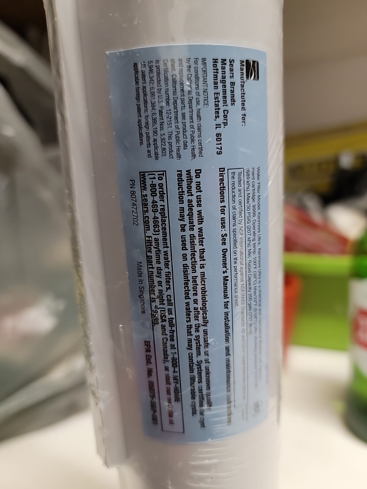 Kenmore 46-9999 Replacement Water Filter