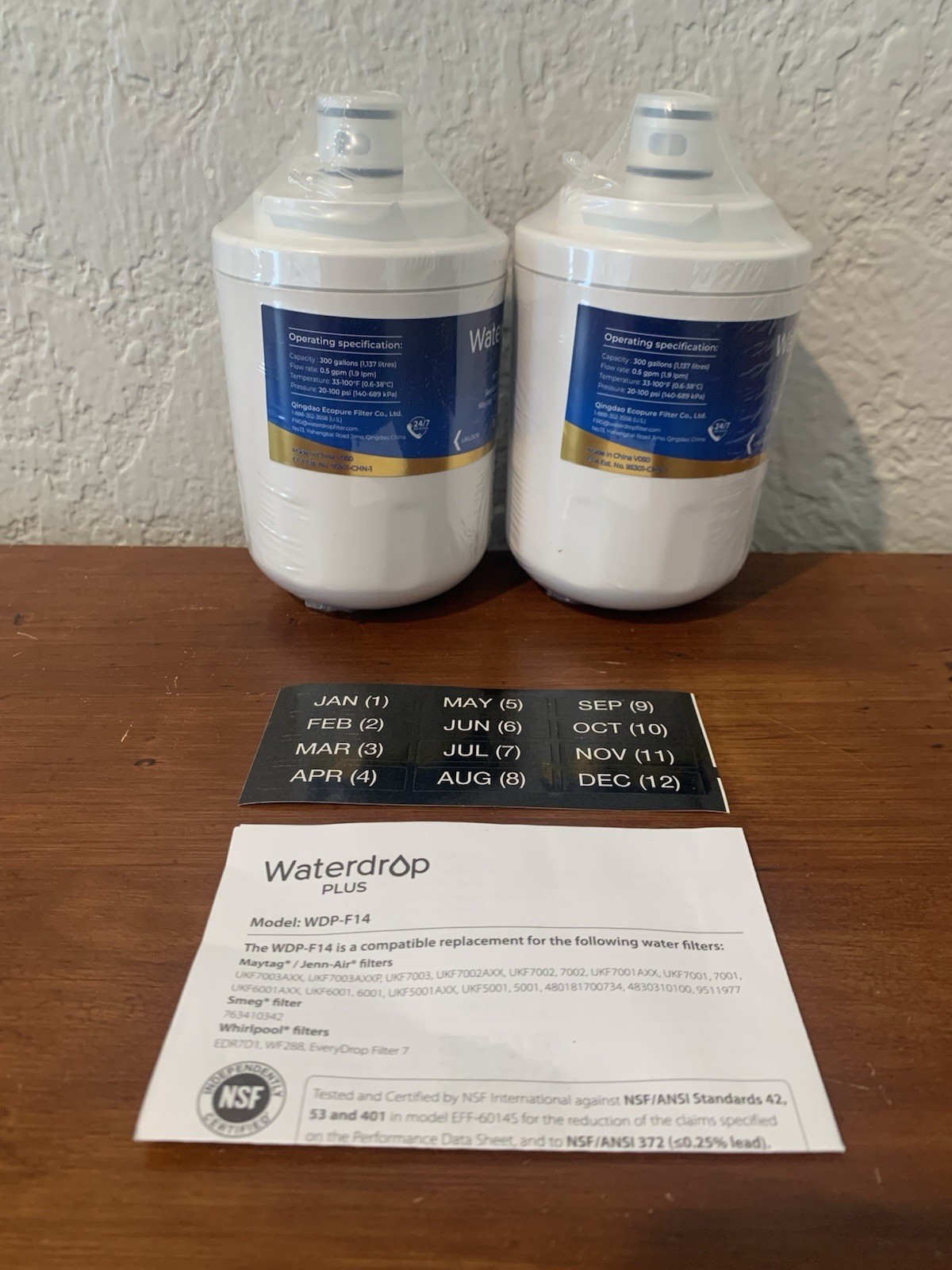 Two (2) Waterdrop Plus WDP-F14 Water Filter New Pack of 2 (Replaces UKF7003)