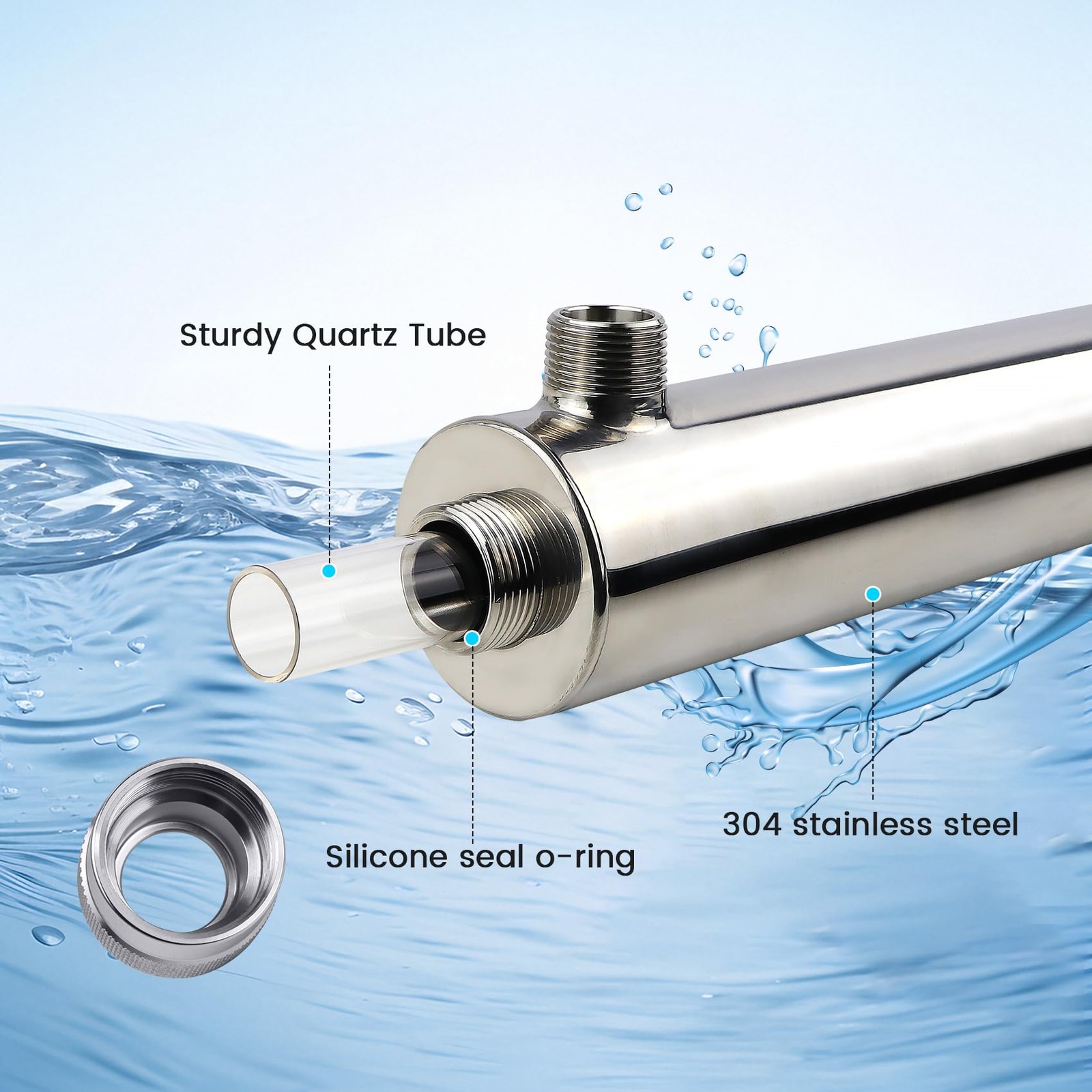 12 GPM Whole House UV Water Filter，uv Light Water Purifier with 1 Extra UV Tu…