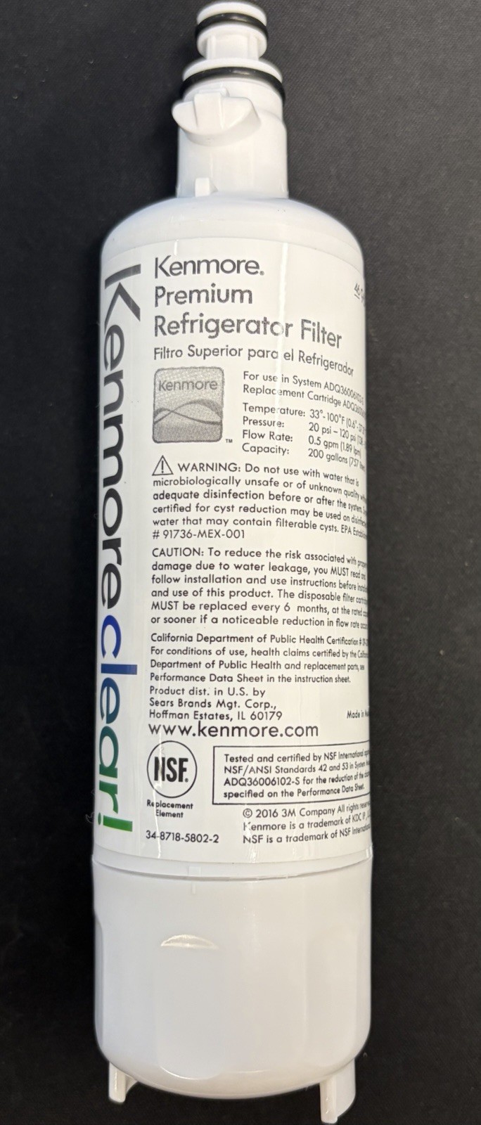 3 Pack 9690 Kenmore 469690 Replacement Refrigerator Water Filter Fit LG LT700P