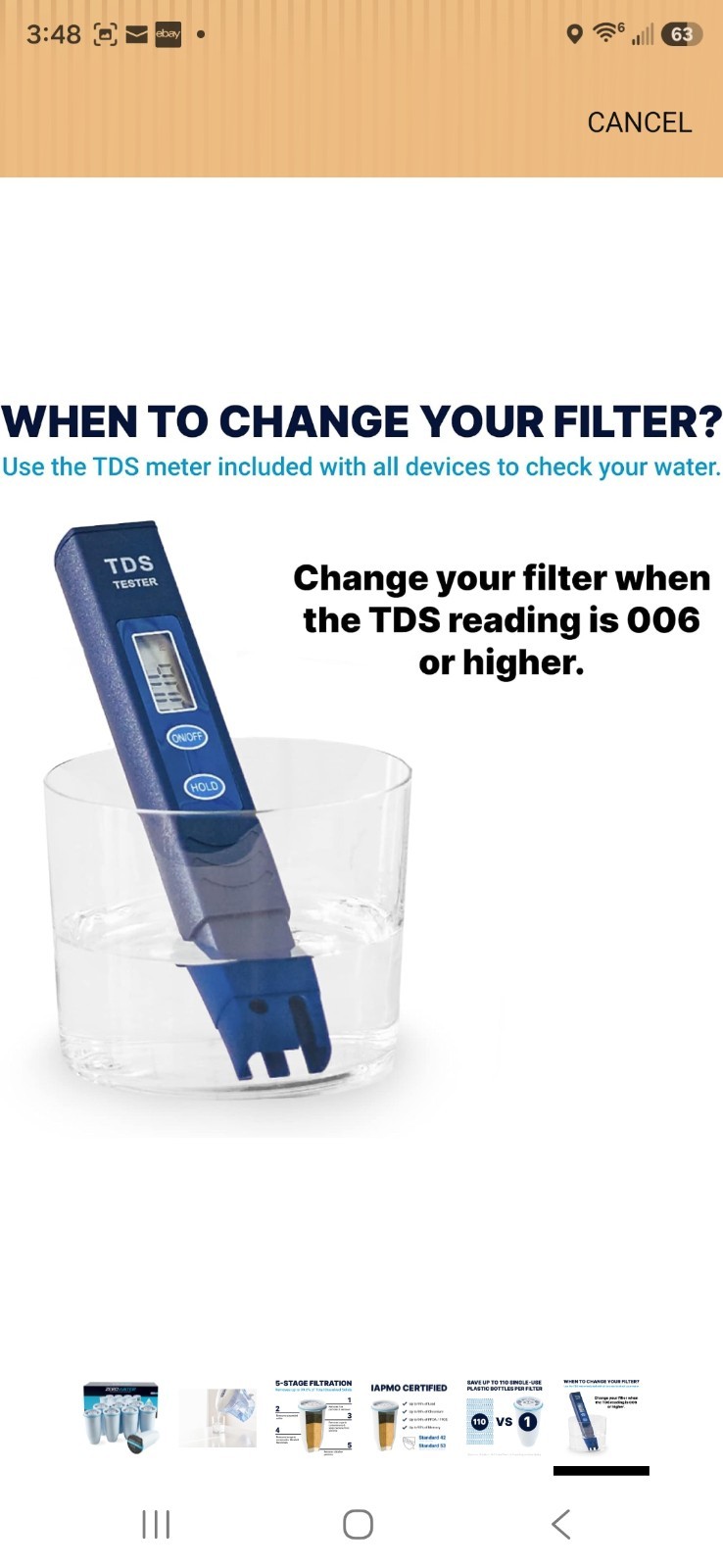 ZeroWater Official Replacement Filter – 5-Stage 0 TDS 8-Pack, White