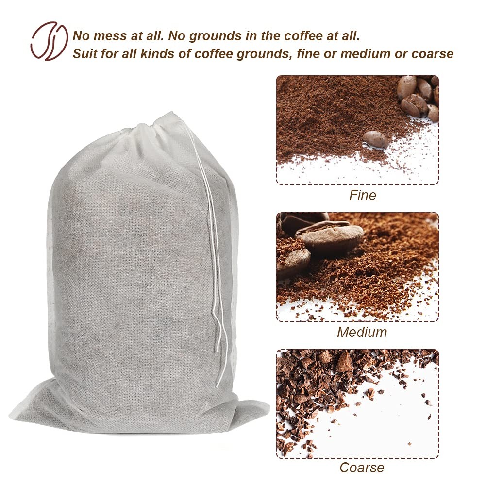 50pcs No Mess Large Cold Brew Bags, 8×12 inch Disposable inch, White