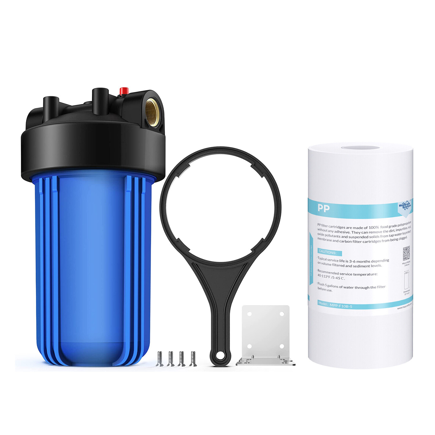 10 Inch Big Blue Whole House Water Filter Housing System 10″ x4.5″ PP Sediment