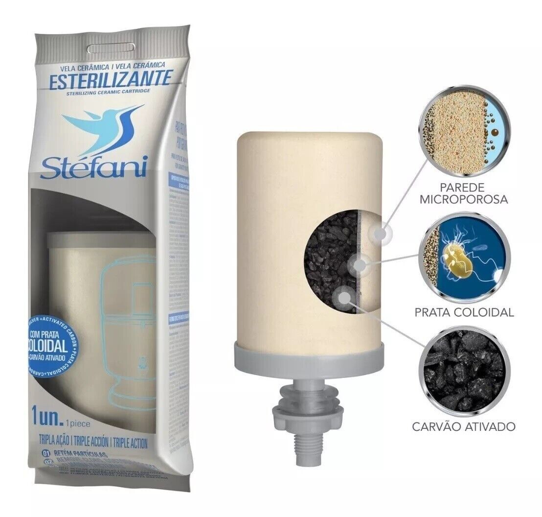 Stefani Ceramica Candle Water Triple Action Clay Filter Kit 4 Units