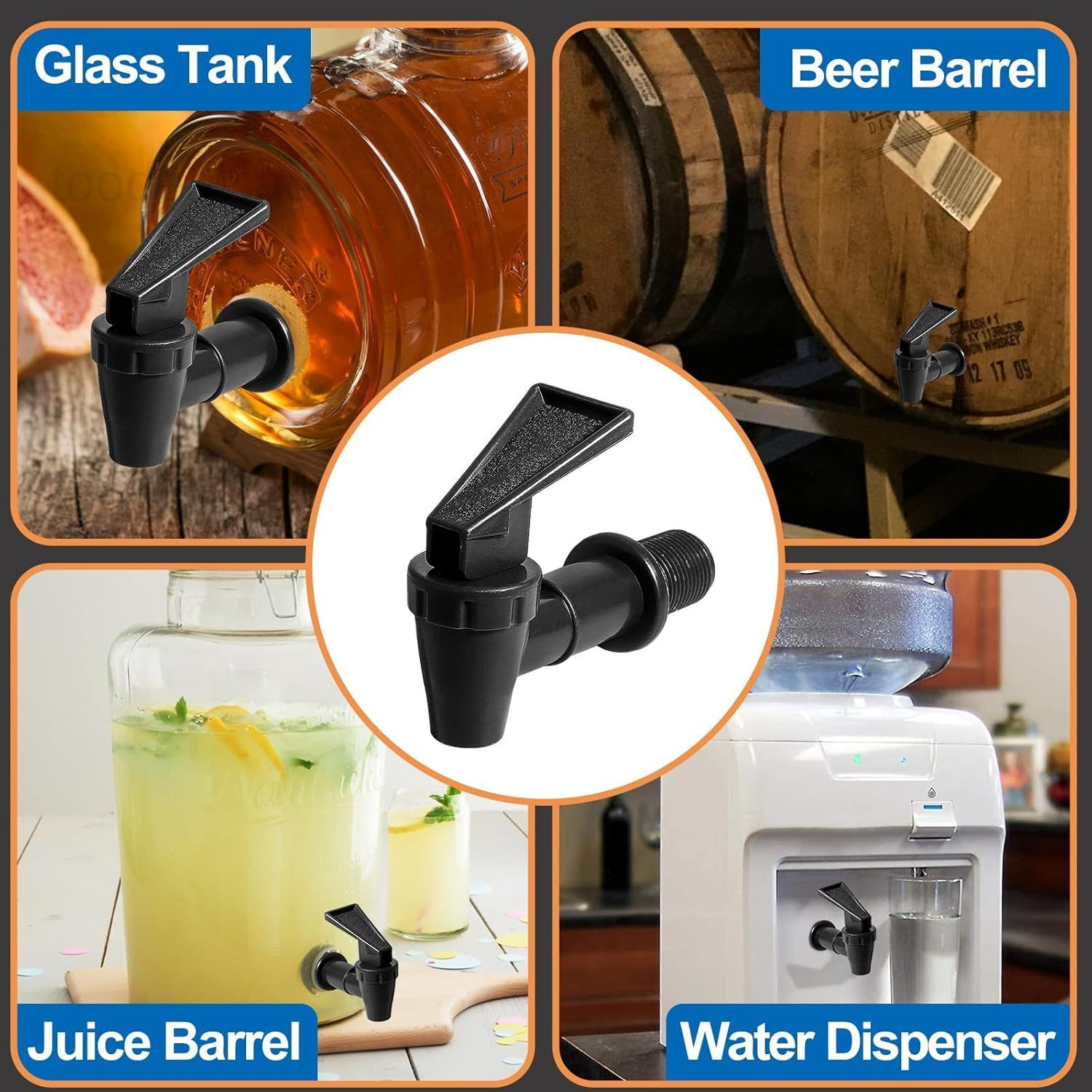 2Pcs BPA-Free Replacement Cooler Faucet, Black Plastic Water Spigot