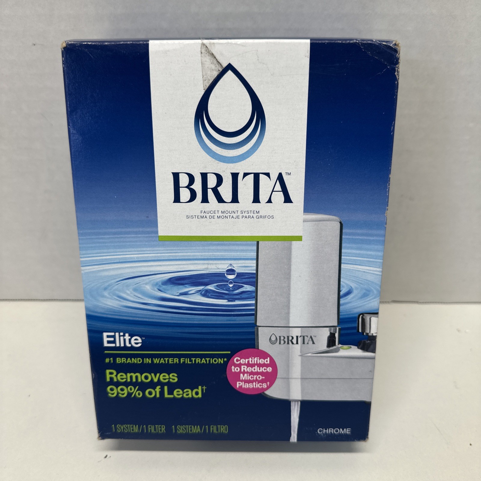 NEW Brita Faucet Water System Chrome SAFF-100 Removes 99% Of Lead
