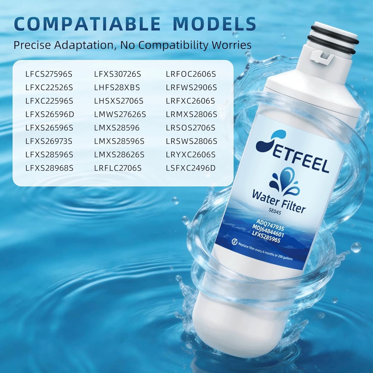 RWF4700AC Water Filter Fit for LT1000P, ADQ747935, LMXS28626D, LT1000PC 3PACK
