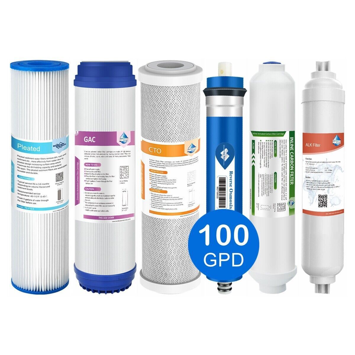 3/4/5/6 Stage 100 GPD Reverse Osmosis Water Filter Drinking Purifier Replacement