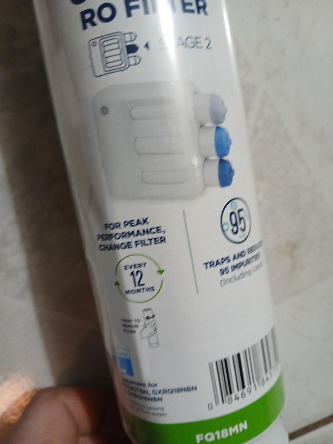 GE FQ18MN Water Filter For Aqua Optima Evolve – White