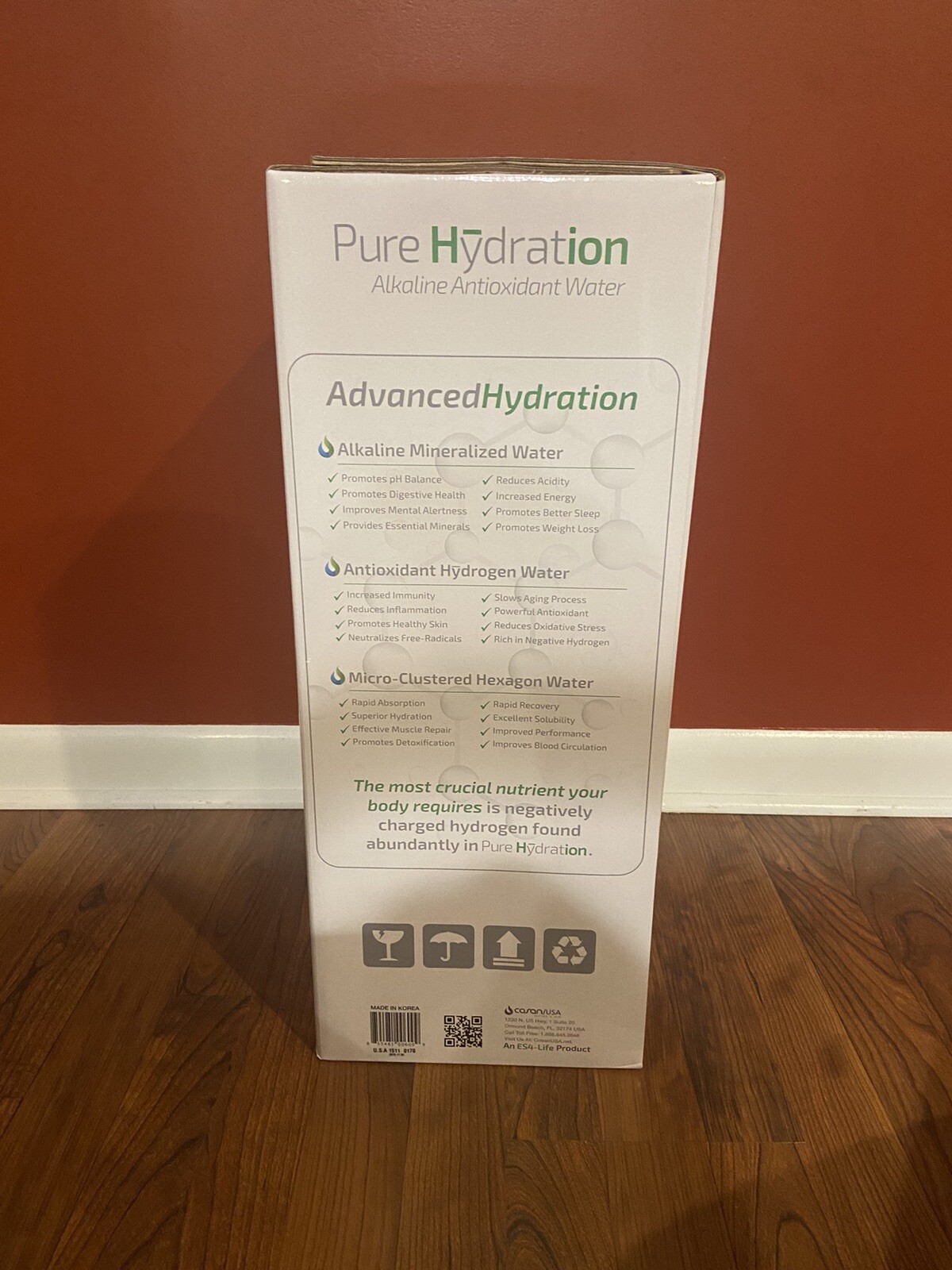 PURE HYDRATION Alkaline Antioxidant Water Advanced Filtration Cosan/￼USA NEW BOX