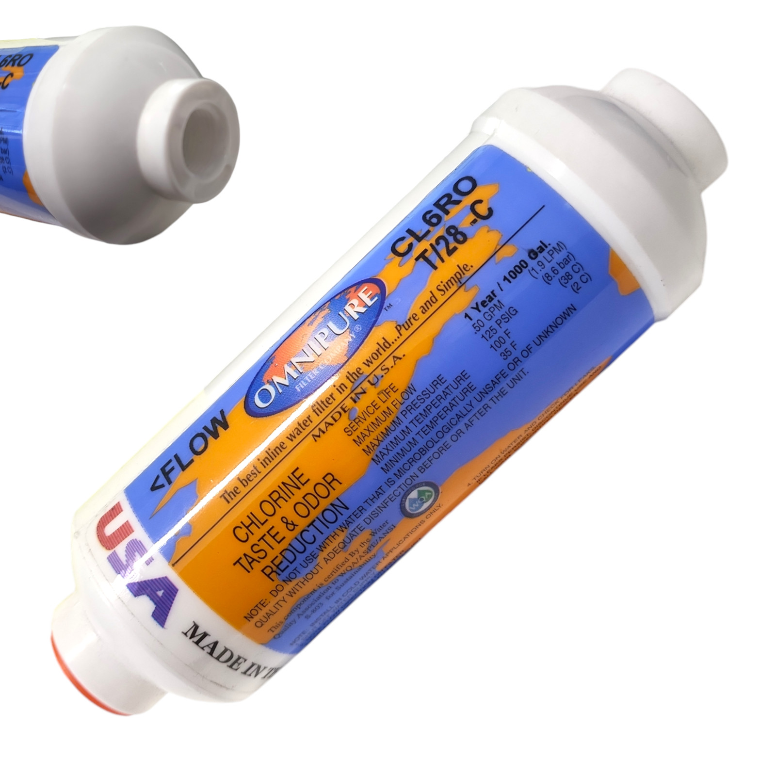 Omnipure CL6ROT28-C Carbon filter for Chlorine and Taste 6″x 2″ for 3/8″ 1-PACK