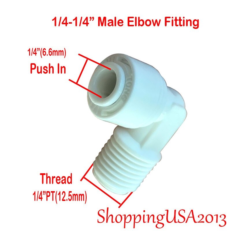 5 Pcs 1/4″-1/4″ Male Elbow Fitting Connector Connection Water Filters/RO system