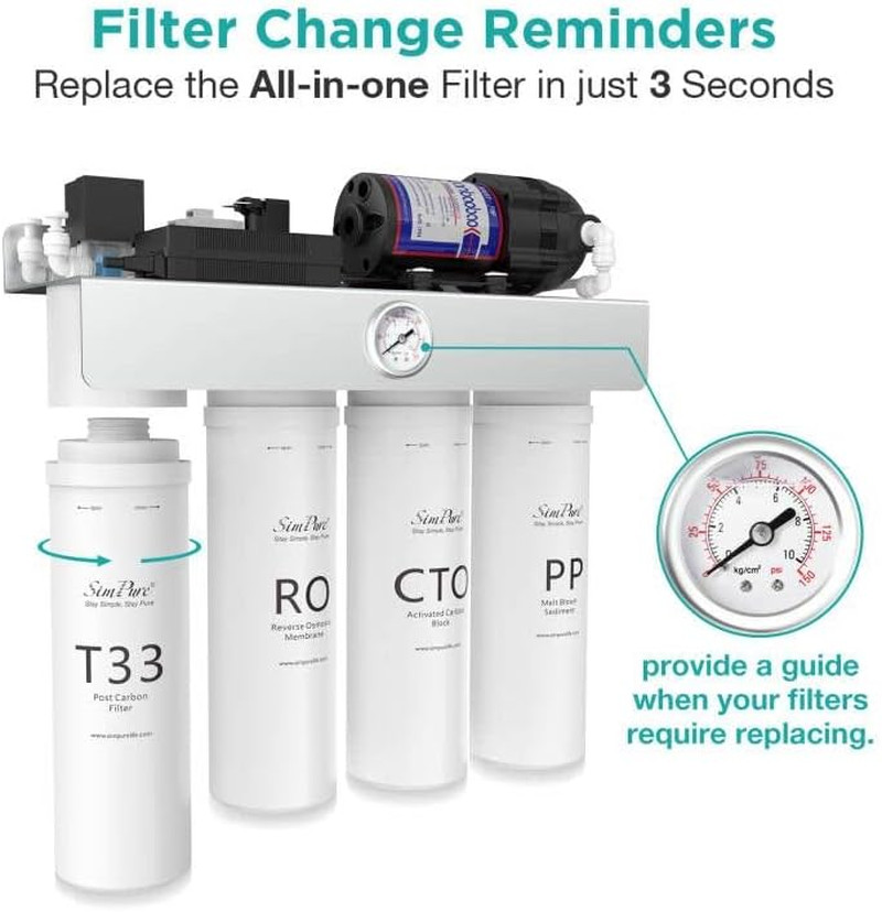 Simpure T1-400UV Tankless Reverse Osmosis System with UV, NSF/ANSI 58 Certified,