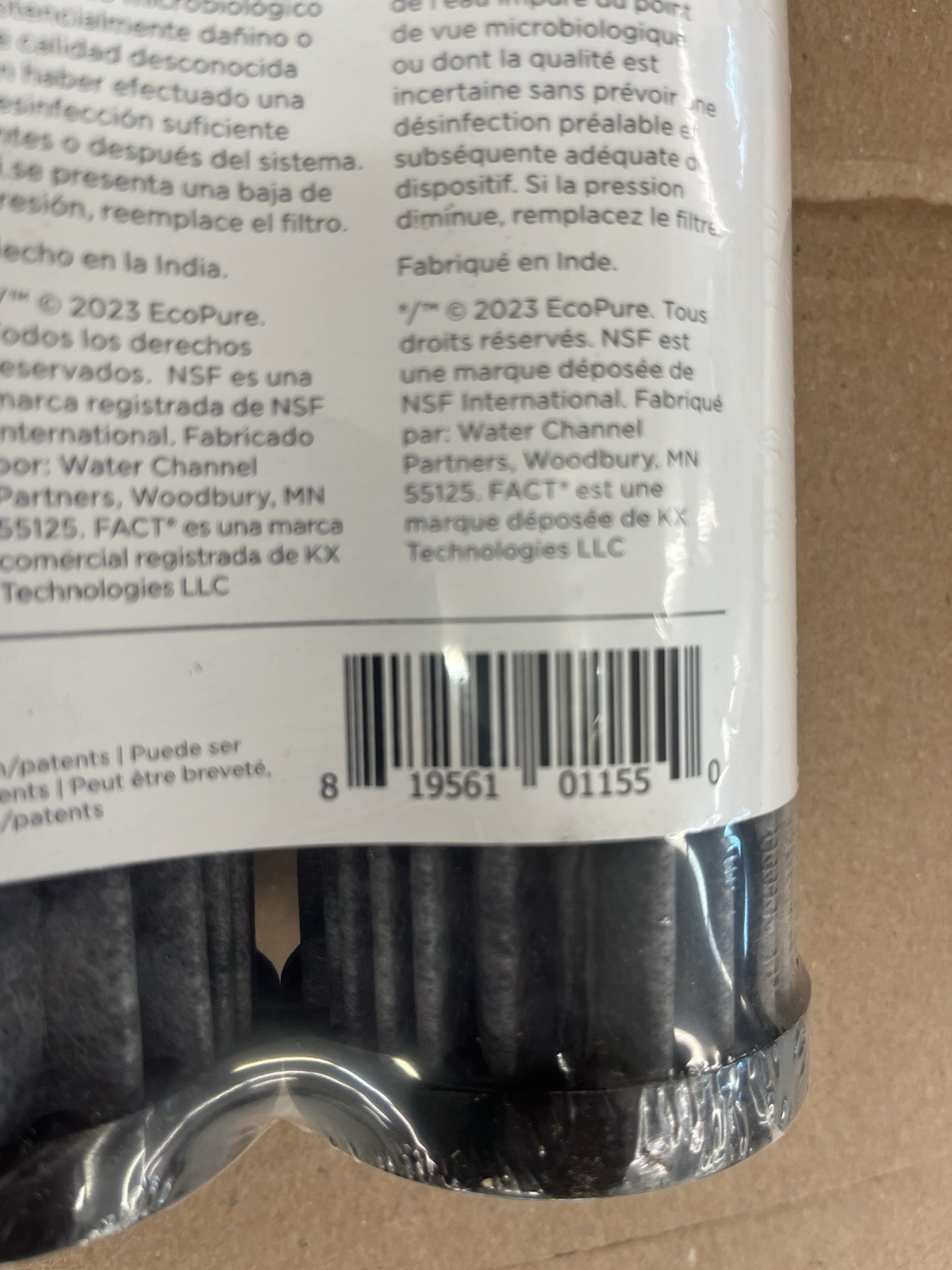 EcoPure EPW2F Premium FACT Universal Whole Home Filter (2 Pack), Dark Gray/Black