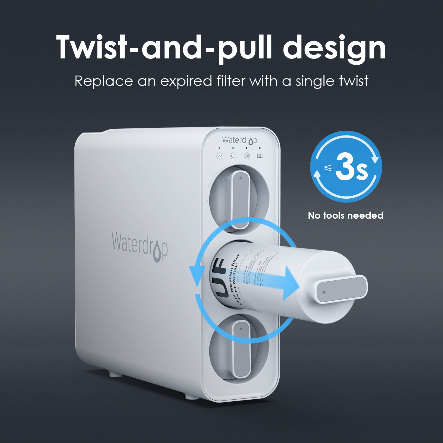 Waterdrop TSUF Ultra-Filtration Under Sink Water Filter,1 Pack