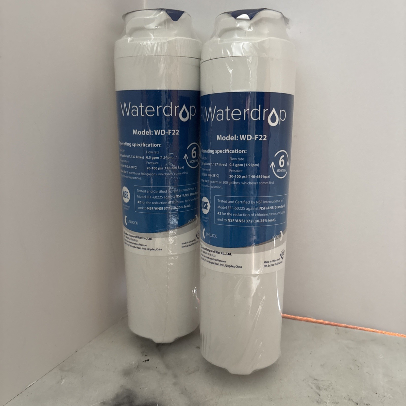 2x Waterdrop WD-F22 Replacement For GE MSWF Refrigerator Water Filter