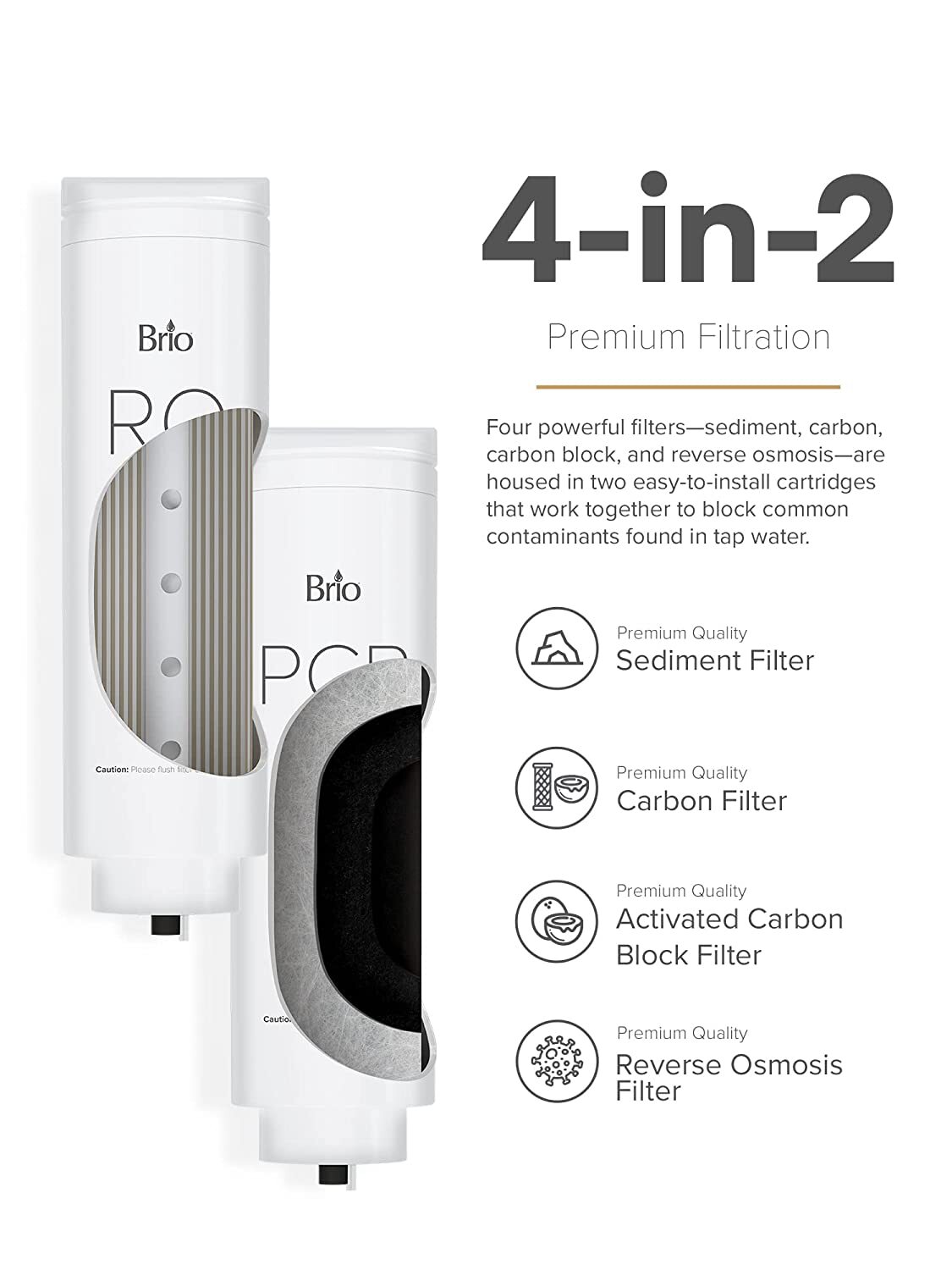 Brio Reverse Osmosis Water Filtration System, 700 GPD, 2:1 Pure to Drain