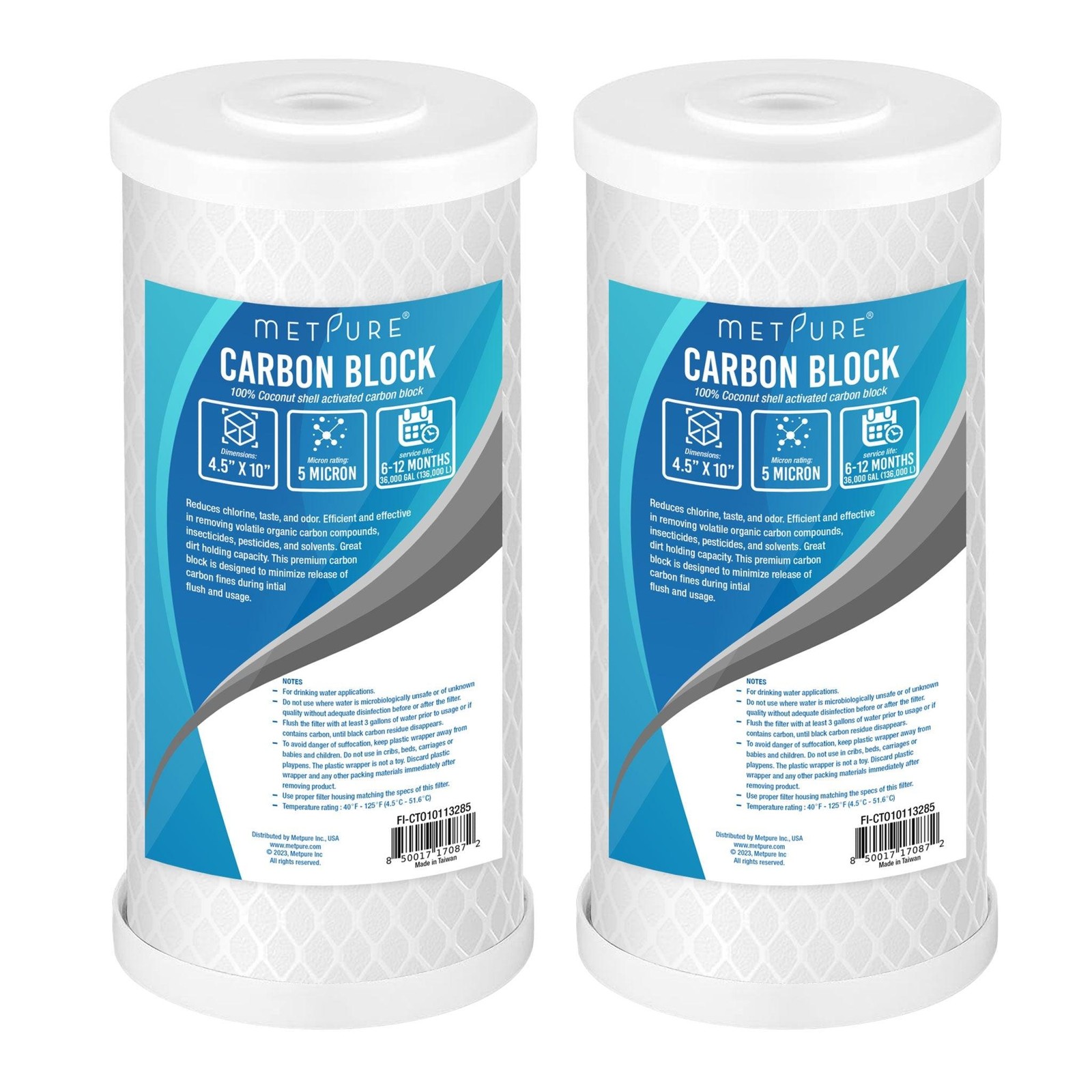 1 to 12 Pack 10” x 4.5” Whole House Carbon Block Water Filter Replacement 5 Mic