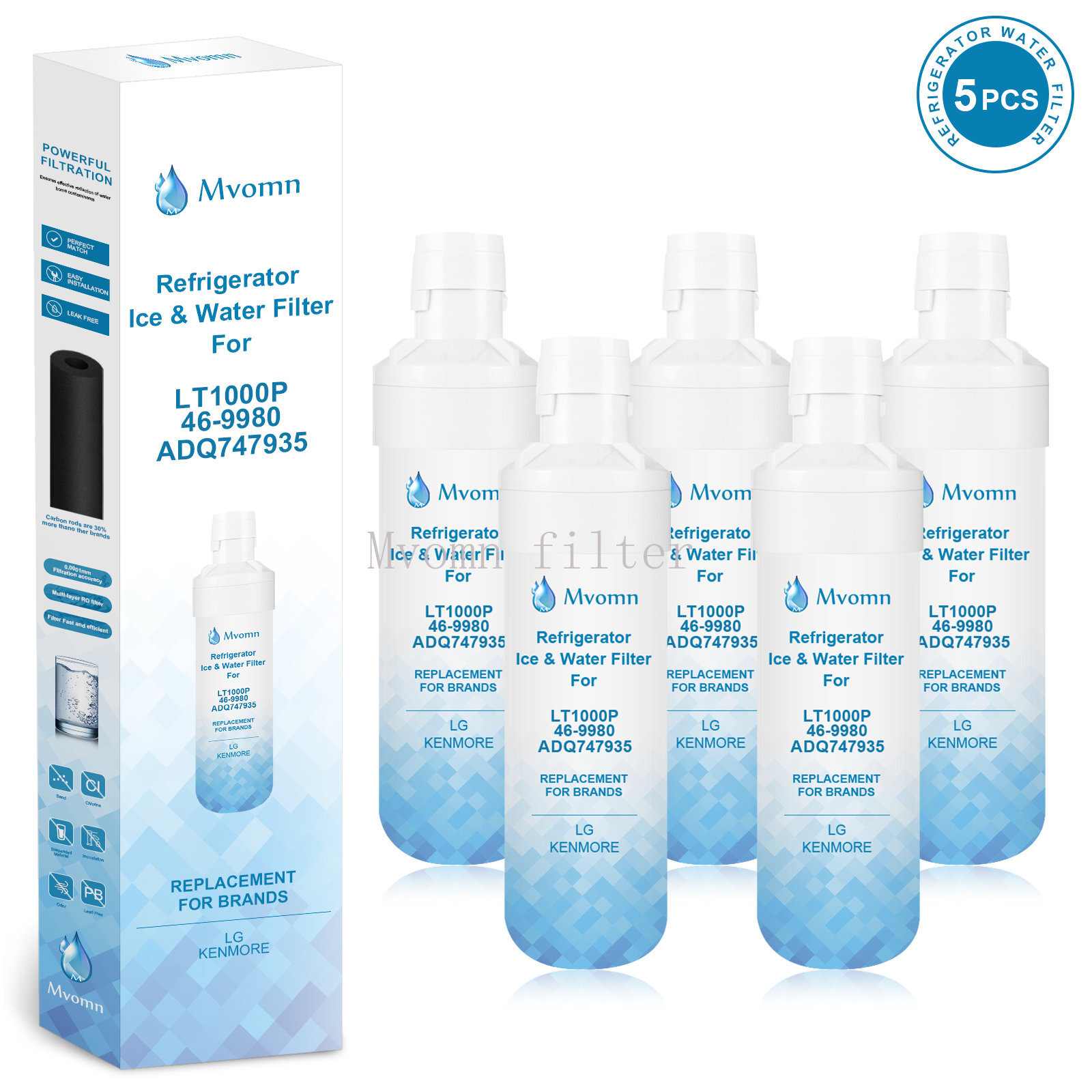 1~6 Packs Fits LG LT1000P/ADQ747935 GF-D706BSL Refrigerator Fresh Water Filter