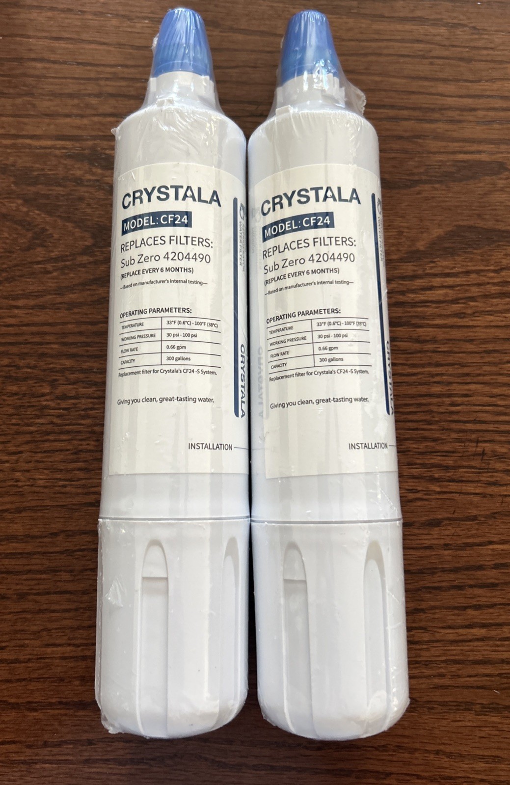 2 PACK Crystala Filters Water Filter Replacement for Sub-Zero 4204490, 4290510