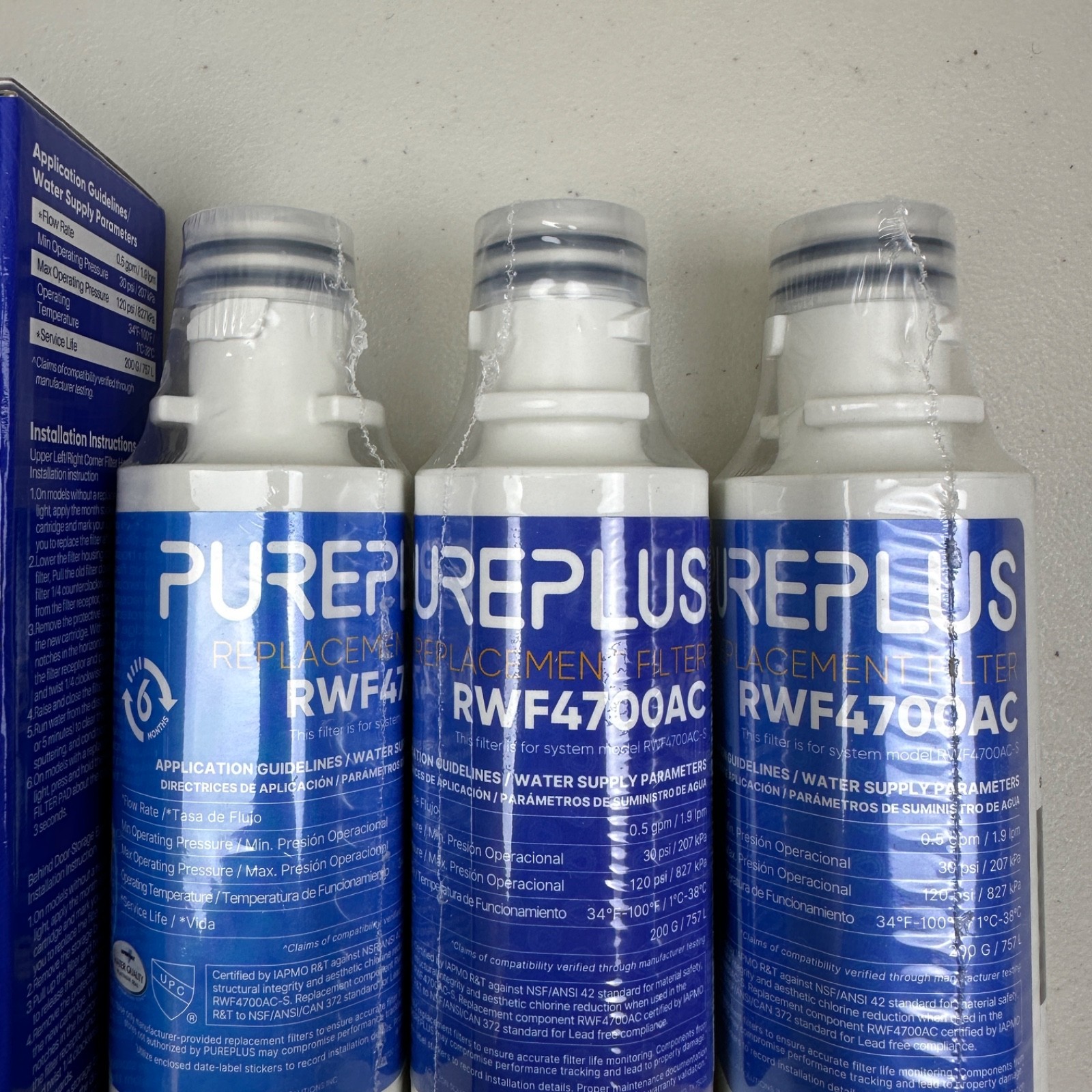 3 PACK PUREPLUS ADQ747935 LG LT1000 Kenmore Elite 9980 Water Filter RWF4700AC