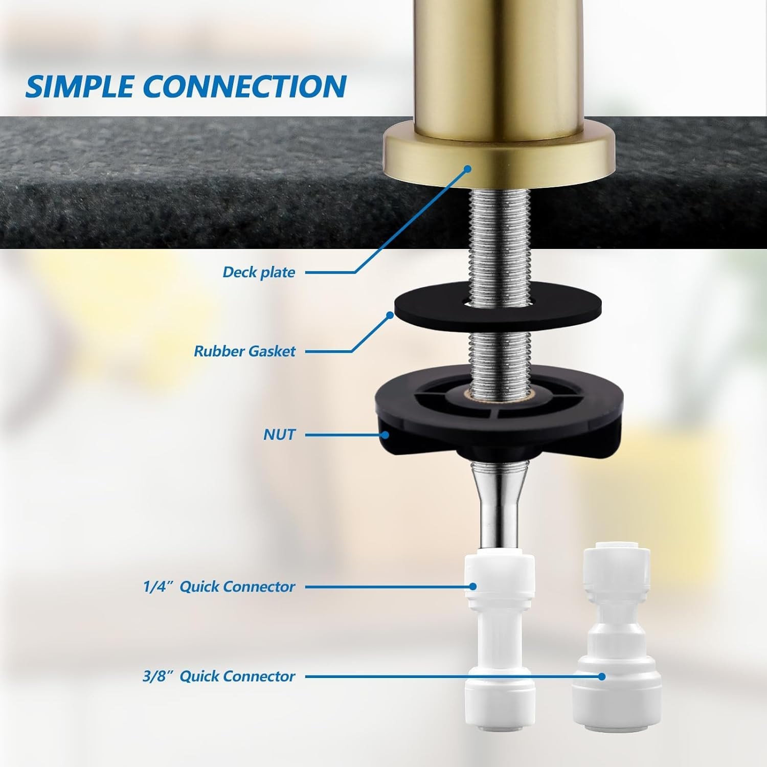 360-Degree Gold Finish Kitchen Faucet – Stainless Steel & Leak-Proof Design