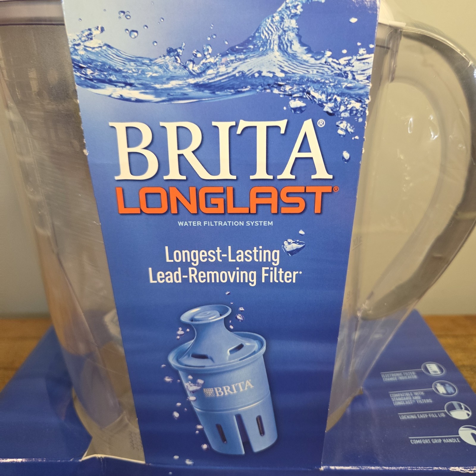 Brita Longlast 10 Cup Water Filter Pitcher Clear Removes Lead Mercury New