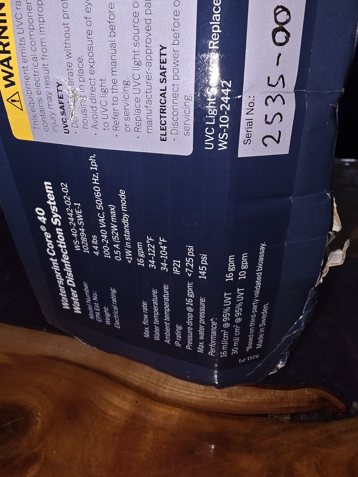 Watersprint Core 40 Whole House Sterilizer Used To Test only