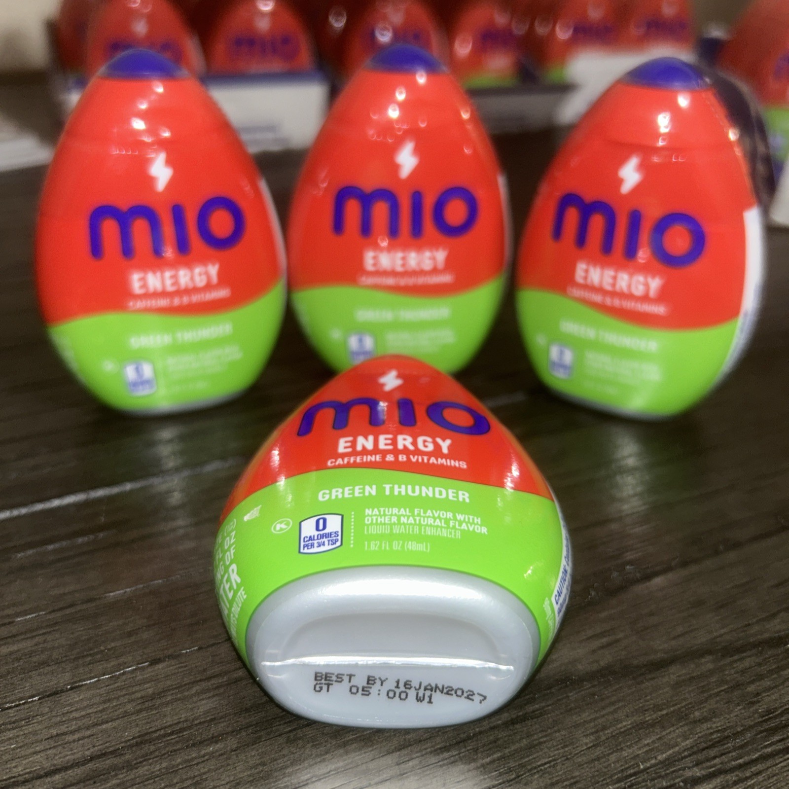 Mio Energy Green Thunder Liquid Water Caffeine & B Vitamins 1.62oz Pack 4 (2027)