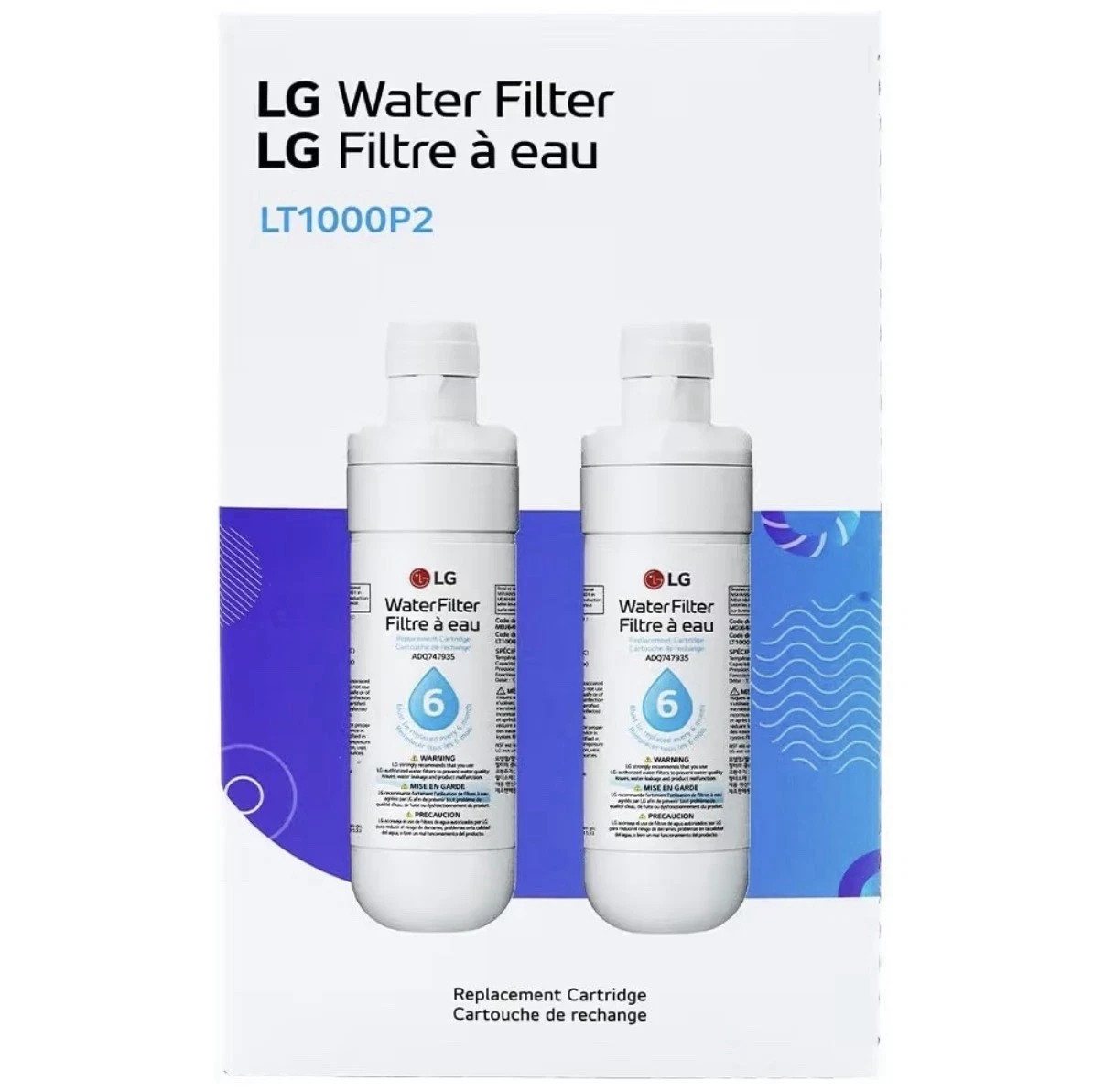 LG LT1000P2 6-Month 200 Gallon Refrigerator Replacement Water Filter Sealed 2pck
